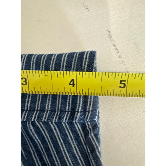 J Gee Dress Sz M? Blue Striped Shirt-Waist Zip-Up PolyCotton Slvless Pockets - Picture 10 of 13